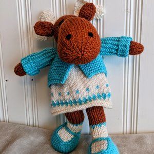 Meet Hanna Hand made Tricot girl Moose for baby shower -birthday gift 13 inches